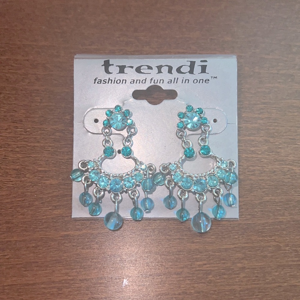 Trendi Blue Beaded Earrings NEW